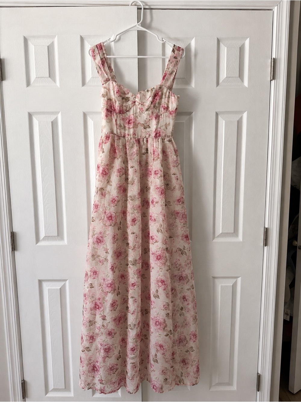 Lulus Evelise Cream Floral Sleeveless Maxi Dress White - Size M